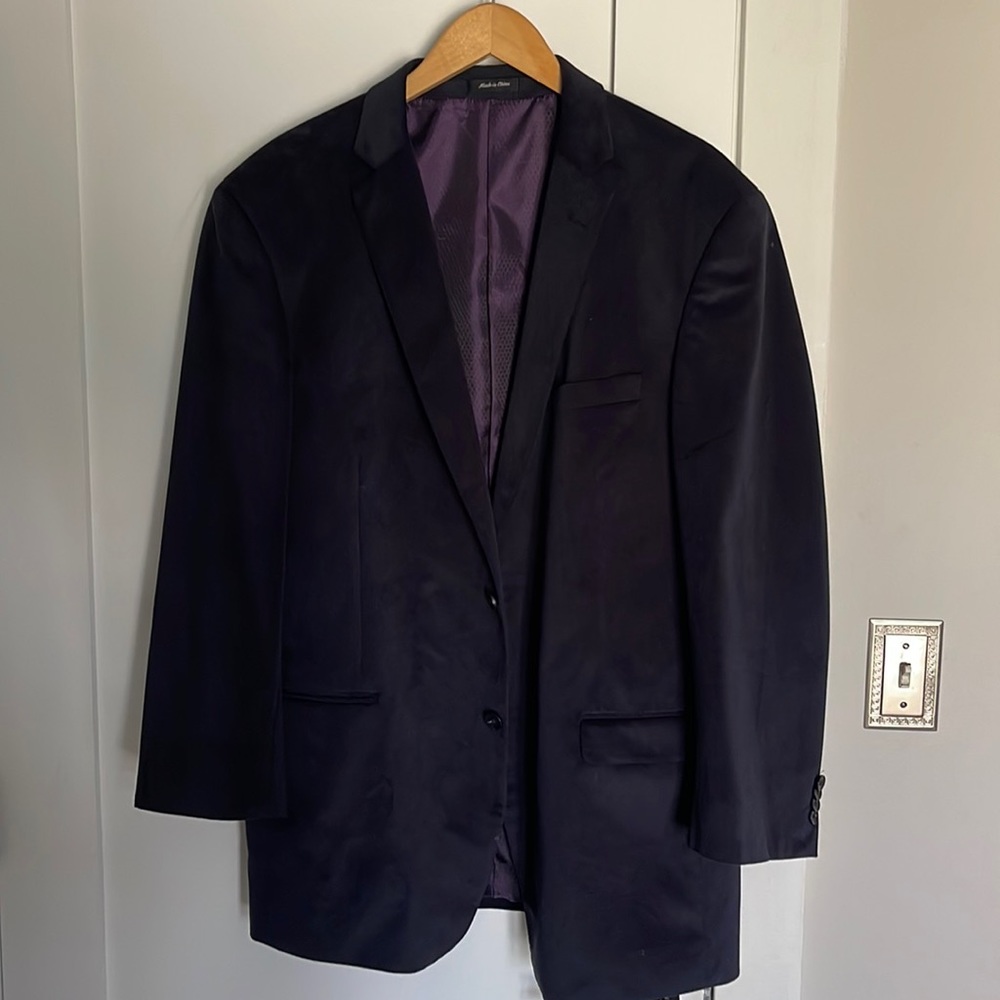 Navy Blue Suede Blazer